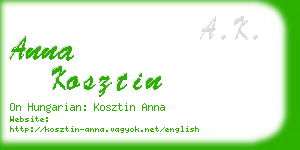 anna kosztin business card